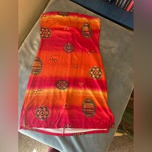 Vibrant Red and Orange Patterned Staples Beach Dress
